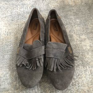 Born Gray Suede Leather Slip On Flats Womens Size 7 Casual